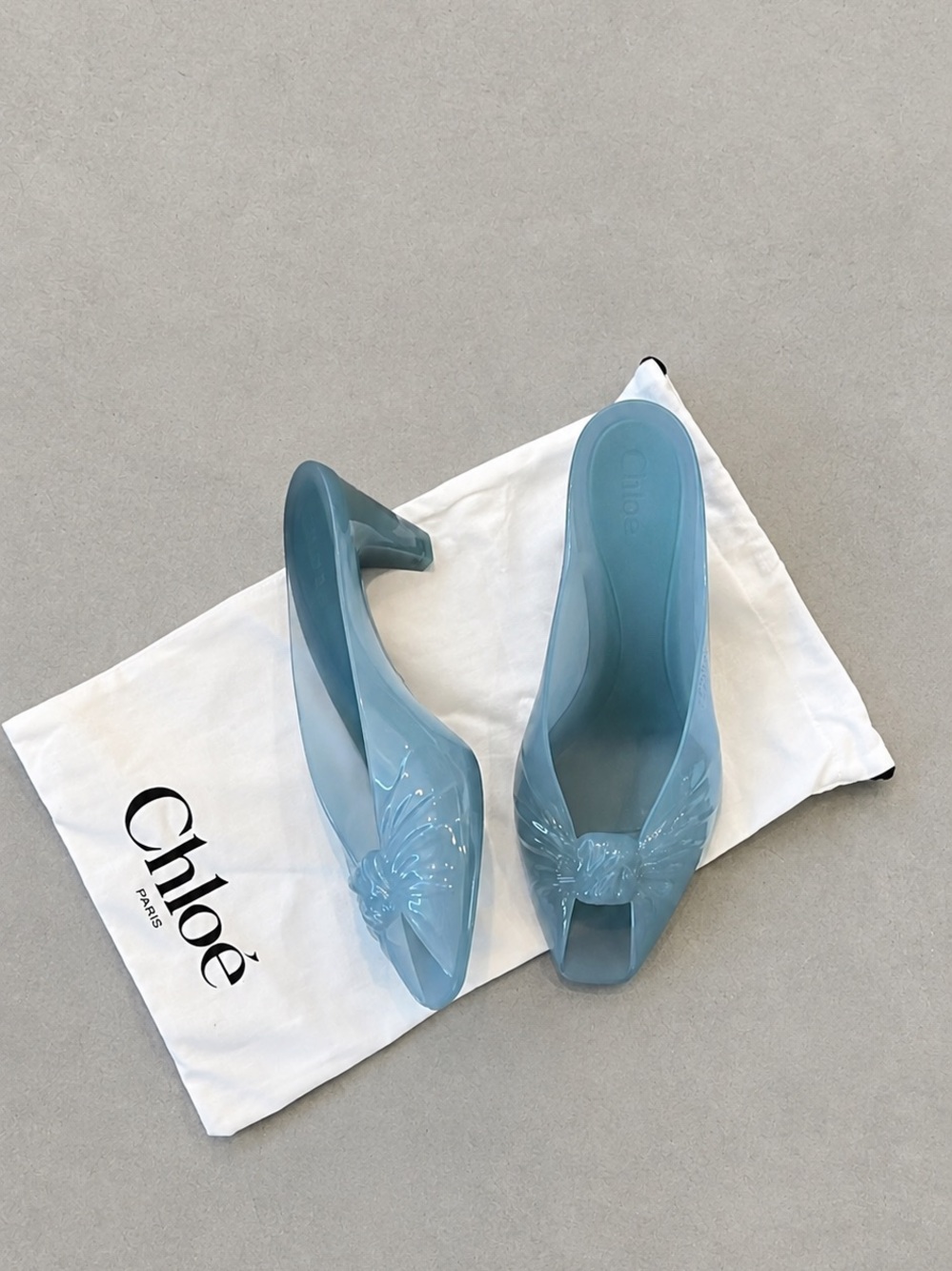 Chloé blue jelly Mules